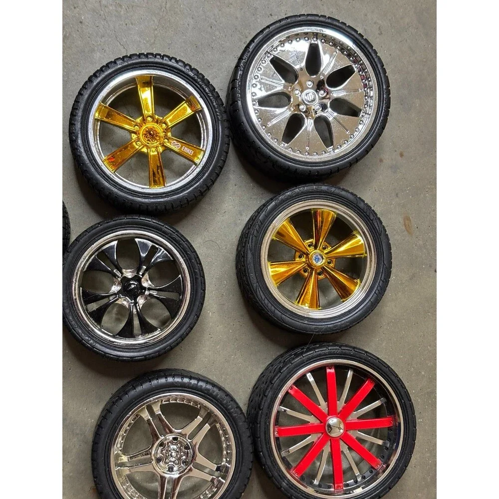 Lot of 17 Assorted Toy Rim Wheels Different Styles and Colors